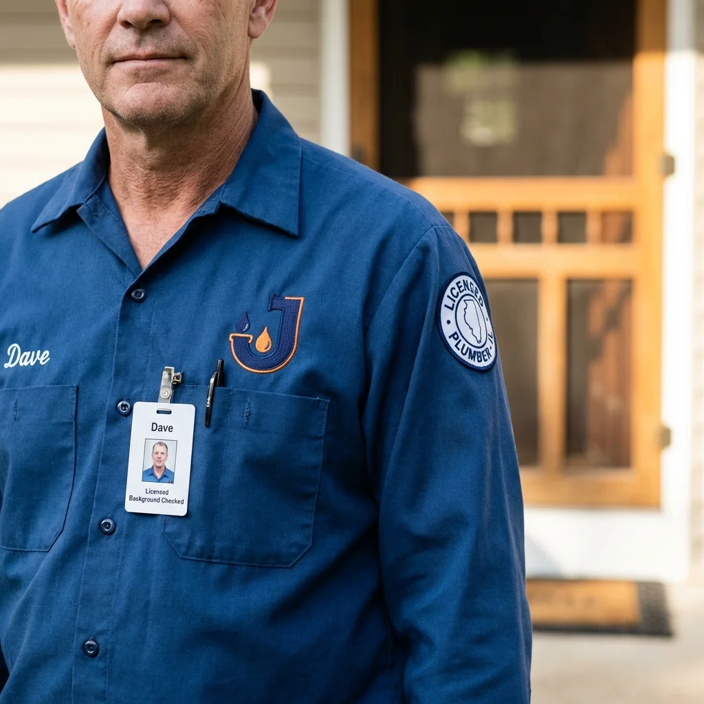 Licensed plumber showing ID badge in South Fulton, TN