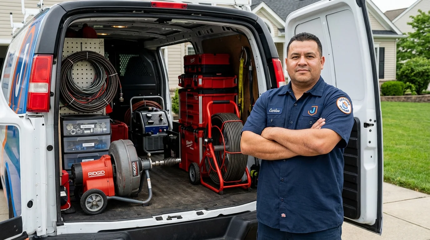 Professional drain cleaning equipment and Johns Plumbing LLC plumber in South Fulton