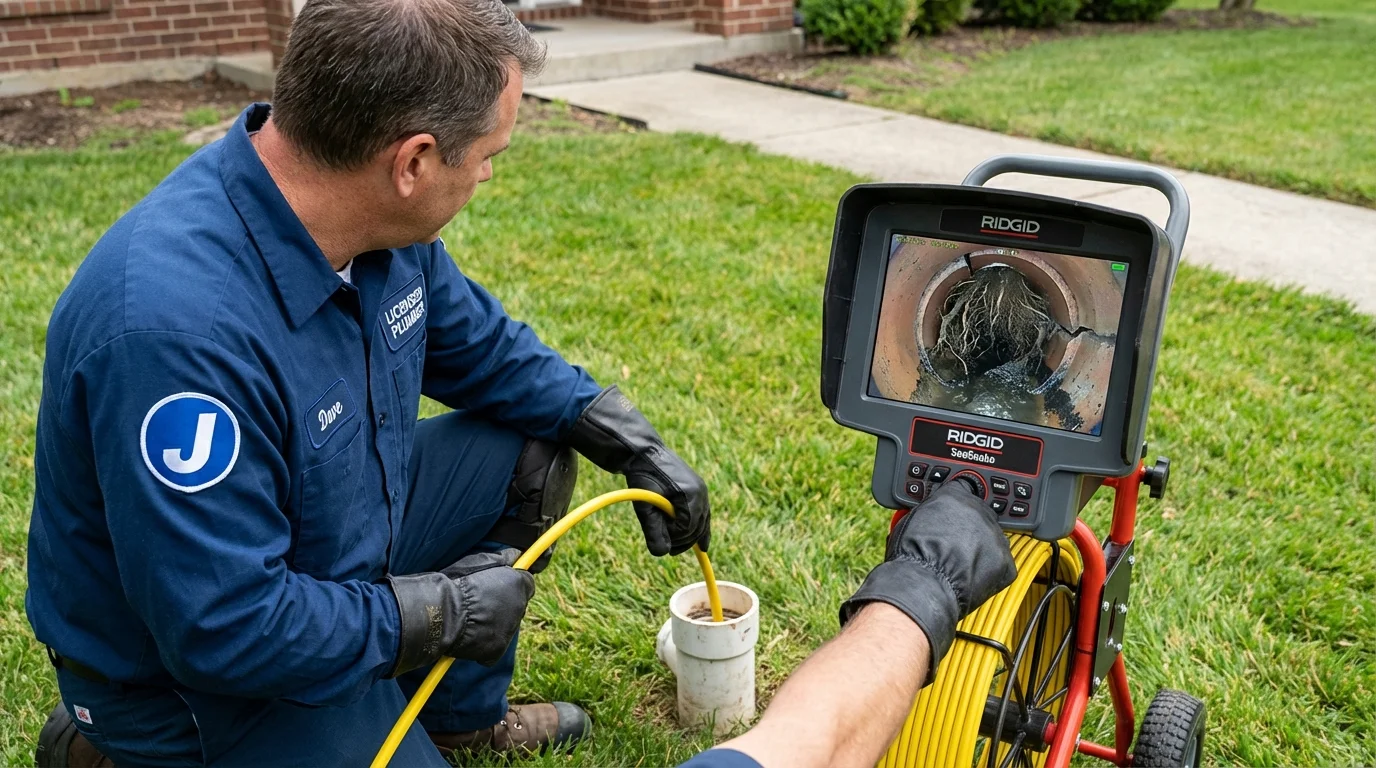 Sewer camera inspection being performed by Johns Plumbing LLC in South Fulton