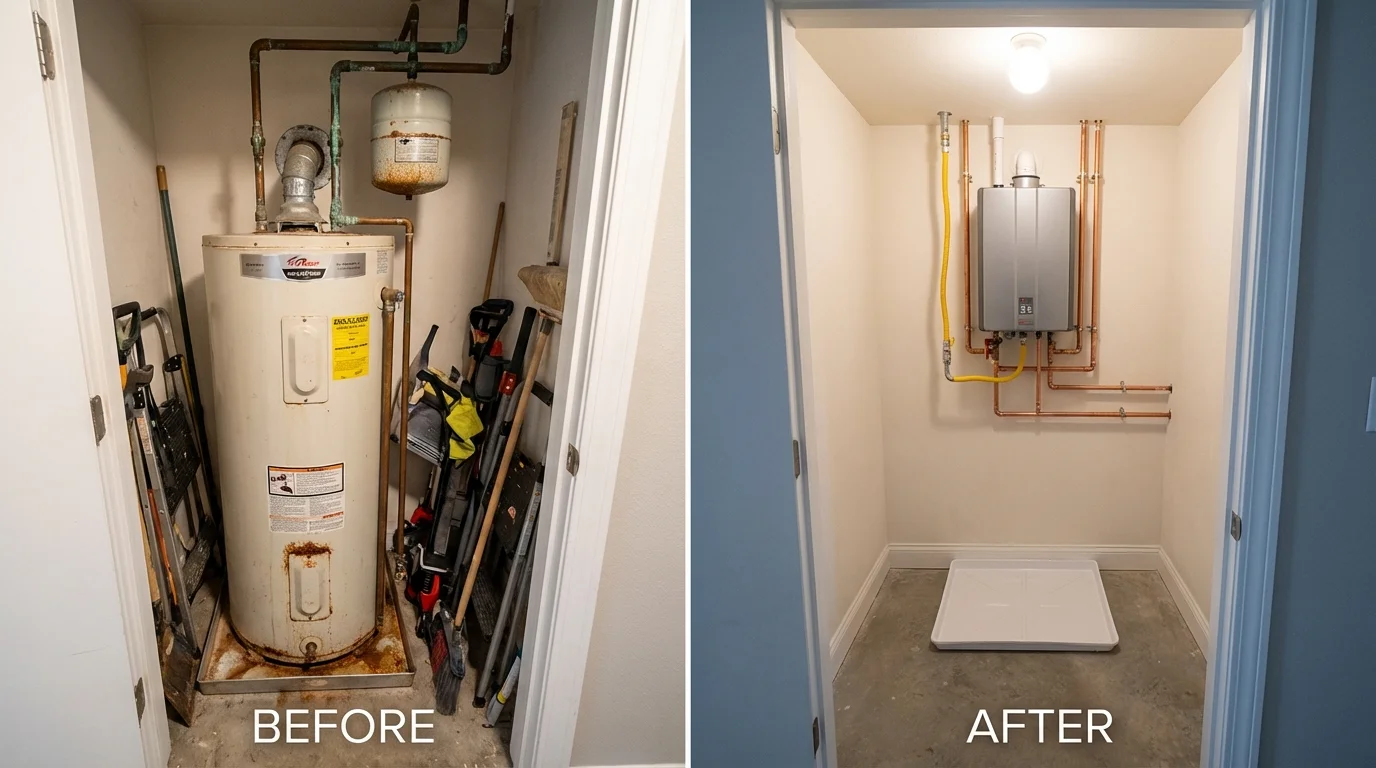 Tank water heater versus wall-mounted tankless unit comparison for South Fulton, TN homeowners